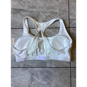 Halara White Racerback Sports Bra XL Mesh Detail Padded Hook Eye Closure Active
